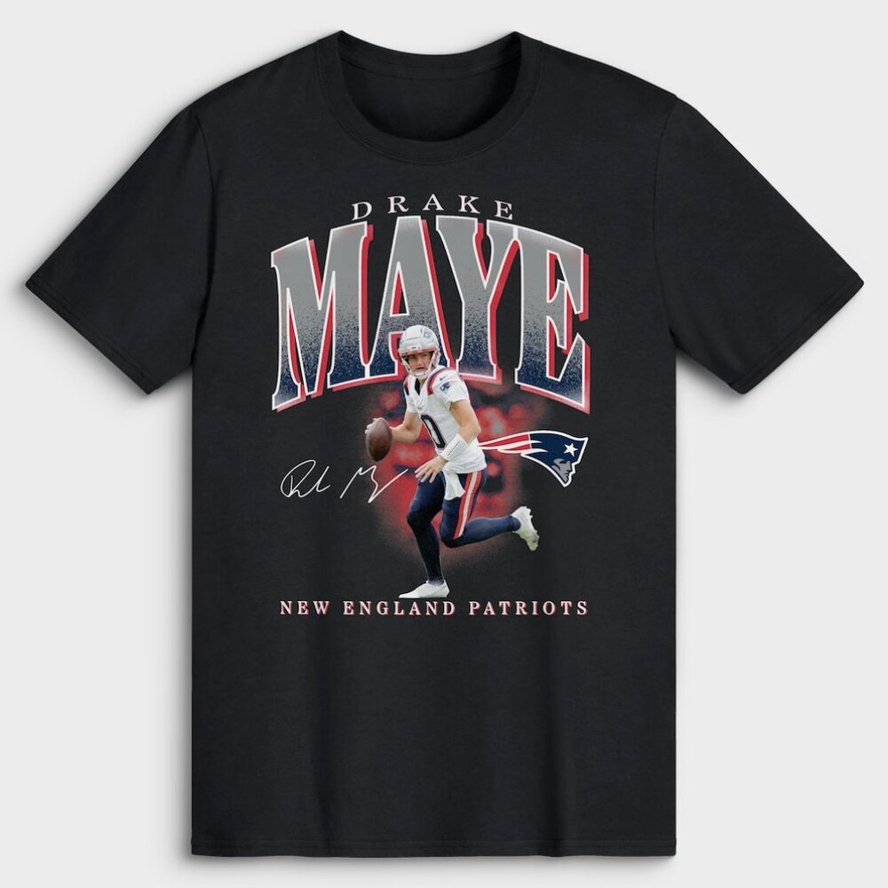 New England Patriots Drake Maye Black Player Hype T-Shirt 165